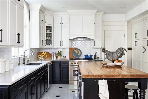 white top cabinets black bottom